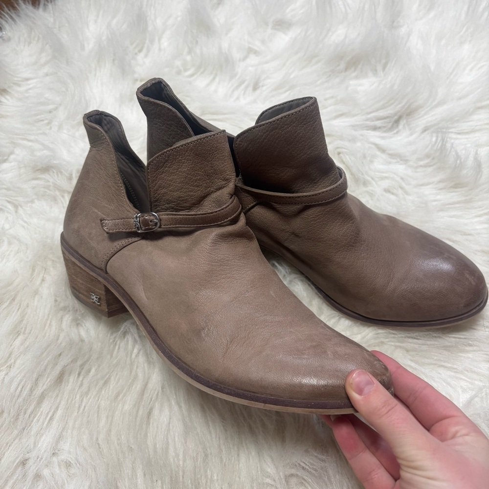 Sam Edelman “Palmer” Leather Ankle Bootie in Taupe size 8.5 Women’s - Picture 4 of 10